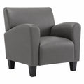 Ergonomischer Wohnzimmer-Sessel, robustes Grau Kunstleder, gepolsterter Komfort