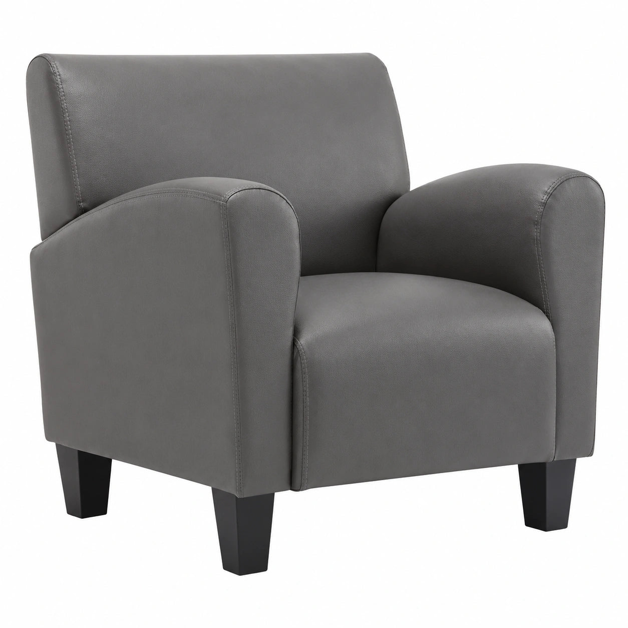 Ergonomischer Wohnzimmer-Sessel, robustes Grau Kunstleder, gepolsterter Komfort