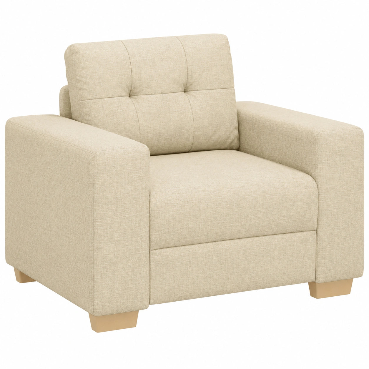 Bequemer Cremefarbener Polstersessel mit Armlehnen, 100x78x80 cm, Stoffbezug und stabilem Sperrholzrahmen