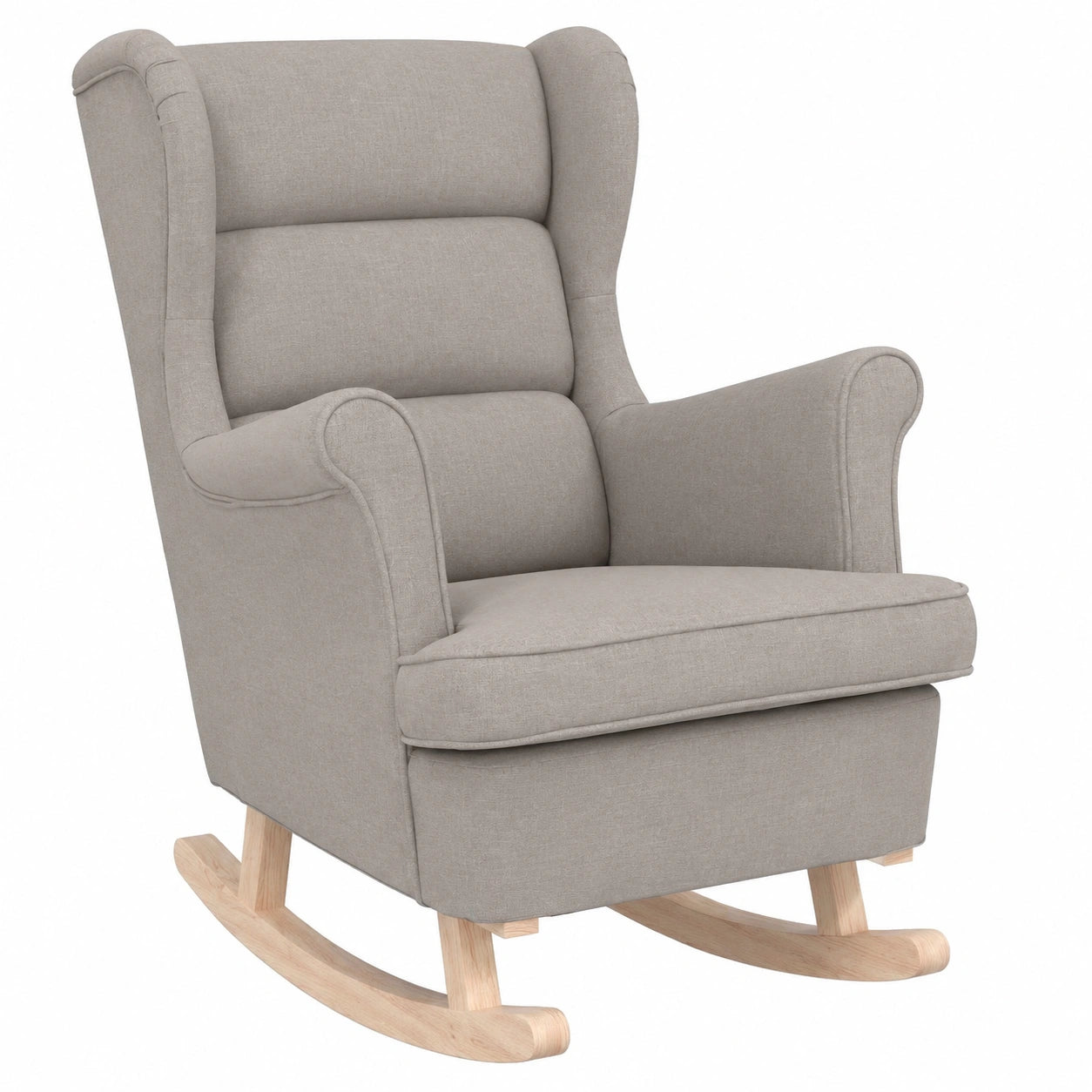 Ergonomischer Schaukelsessel aus langlebigem Polyester, Taupe, mit sanfter Polsterung und beruhigender Schaukelbewegung