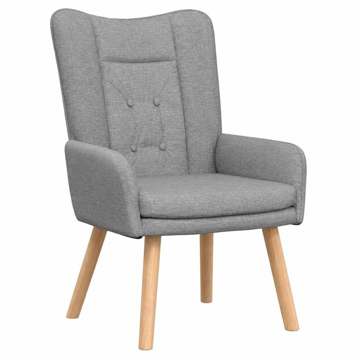 Bequemer Polsterstuhl mit Kautschukholzbeinen, hellgrau, für Wohnzimmer, 63x67x94 cm