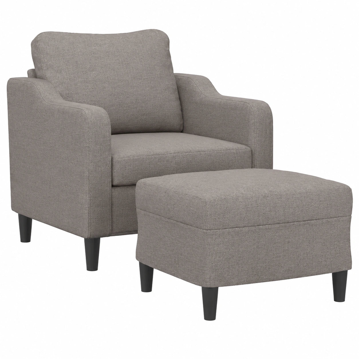Bequemer Polstersessel mit Hocker, Taupe, 60 cm, ergonomisch und stabil