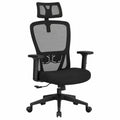 Ergonomischer Bürostuhl Durrafy bis 150 kg, Verstellbare Lenden- und Kopfstütze, Hohe Rückenlehne, Liegefunktion, Schwarz