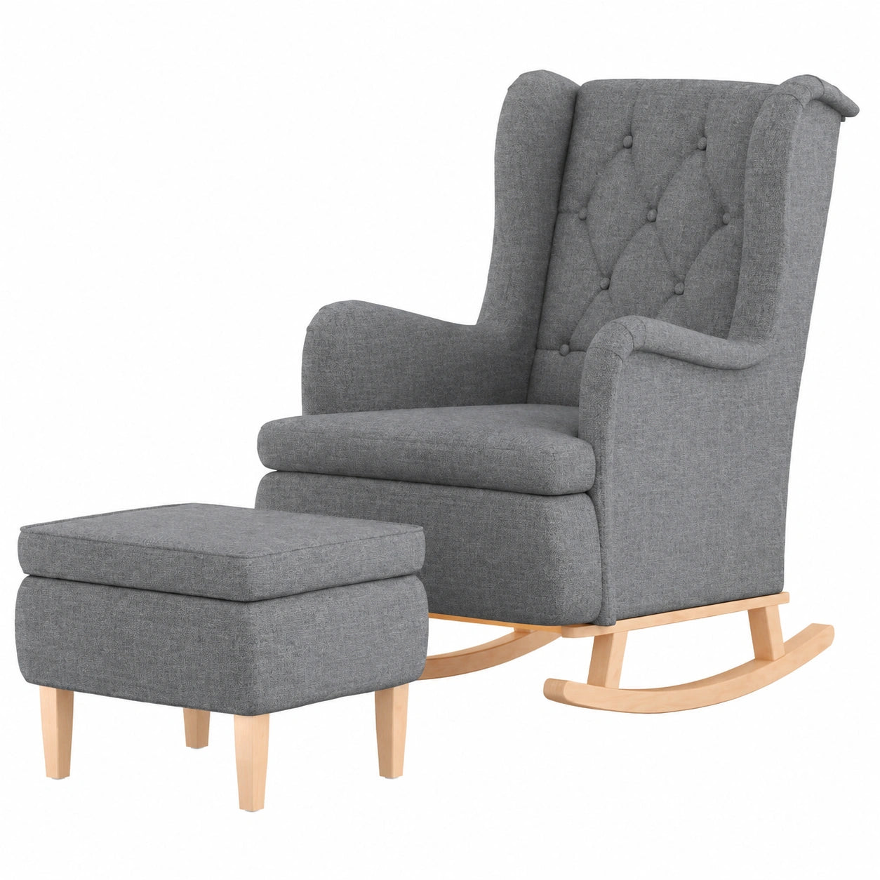 Bequemer Stoff-Schaukelsessel mit Hocker und Relaxfunktion