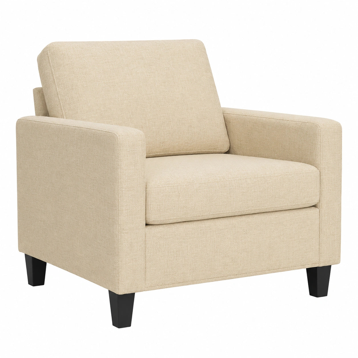 Bequemer Cremesessel mit Metallgestell, 60 cm, robuster Stoff