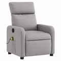 Verstellbarer Relaxsessel in Taupe mit Massage und Vibration, ergonomische Rückenlehne, Seitentasche, robuster Holz-Metall-Rahmen