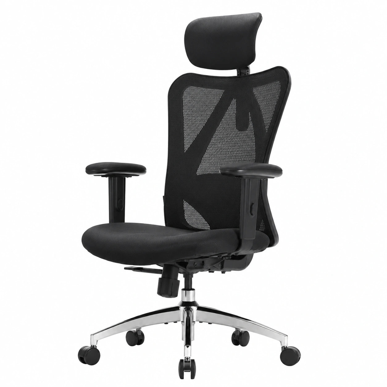 Ergonomischer Bürostuhl von SIHOO mit Einstellbarer Lordosenstütze und Kopfstütze, Wippfunktion, bis 150 kg Belastbar