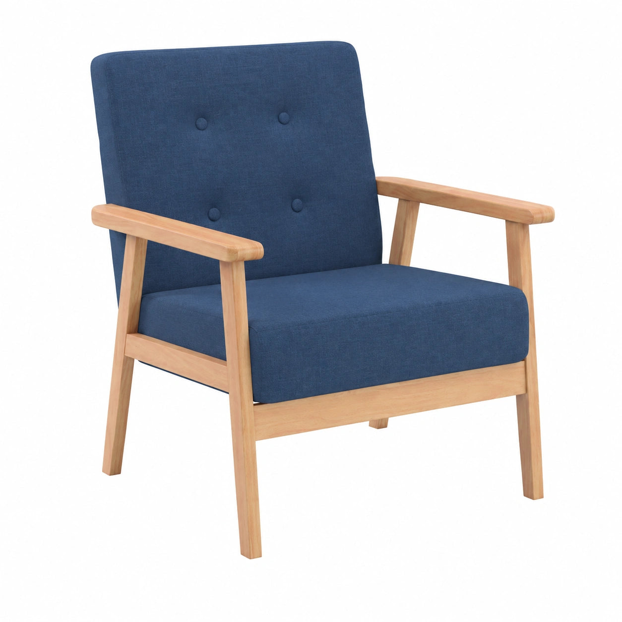 Moderner Blauer Stoffsessel mit Holzrahmen und Bequemer Polsterung für das Wohnzimmer