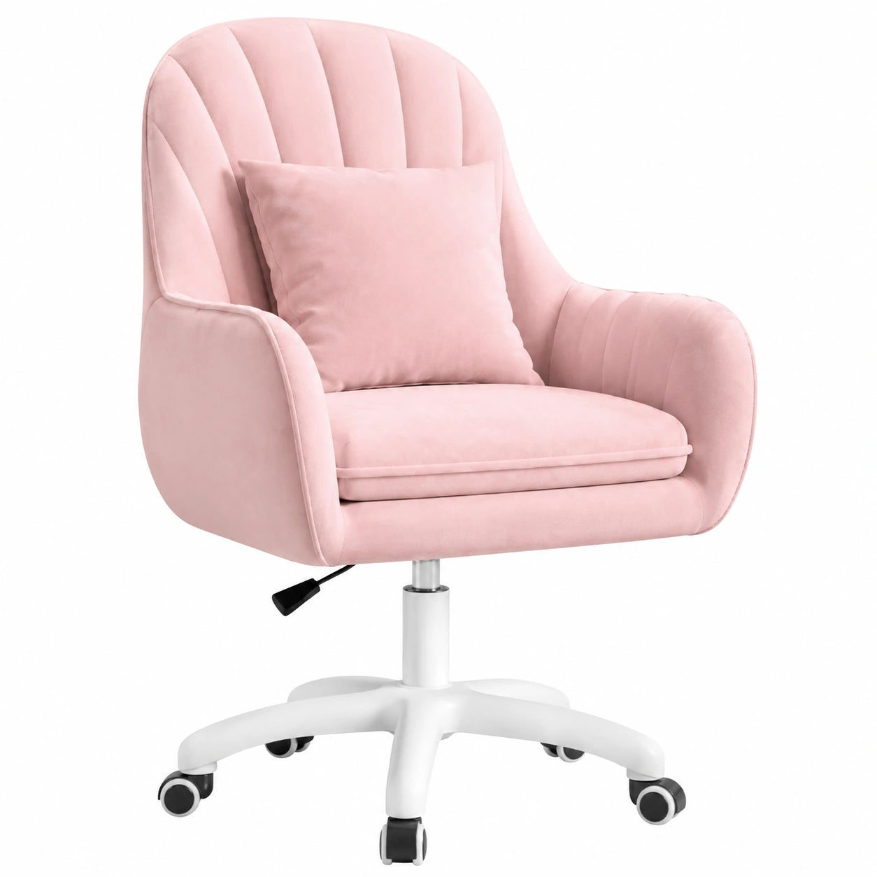 Ergonomischer Samt-Drehstuhl Rosa, höhenverstellbar bis 120kg, für Büro und Schminkzimmer