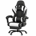 Ergonomischer Gaming-Stuhl mit Massagefunktion und Fußstütze, bis 150 kg, Weiß