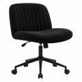 Ergonomischer Bürostuhl ohne Armlehnen, Höhenverstellbarer Drehstuhl mit Stoffpolsterung und Rollen, Komfortabler Lesesessel mit breitem Sitzkissen, Ideal zum Schneidersitz (Schwarz)