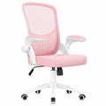 Ergonomischer Bürostuhl in Rosa, Klappbare Armlehnen, Lendenstütze, Mesh-Polsterung für Heimbüro