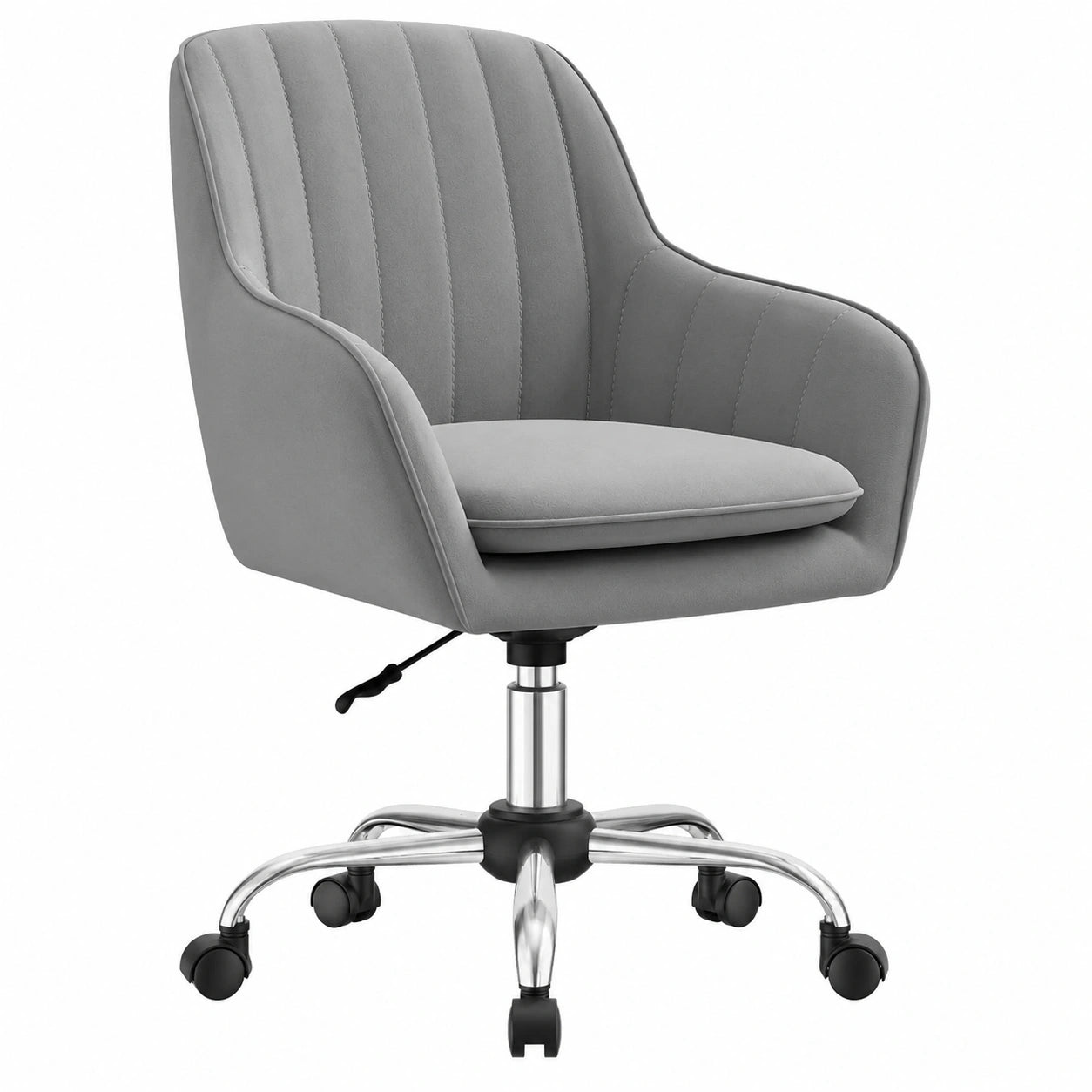 Ergonomischer Samt-Bürostuhl, Höhenverstellbar, Belastbar bis 150 kg, Ideal für Arbeitszimmer und Schlafzimmer, Grau