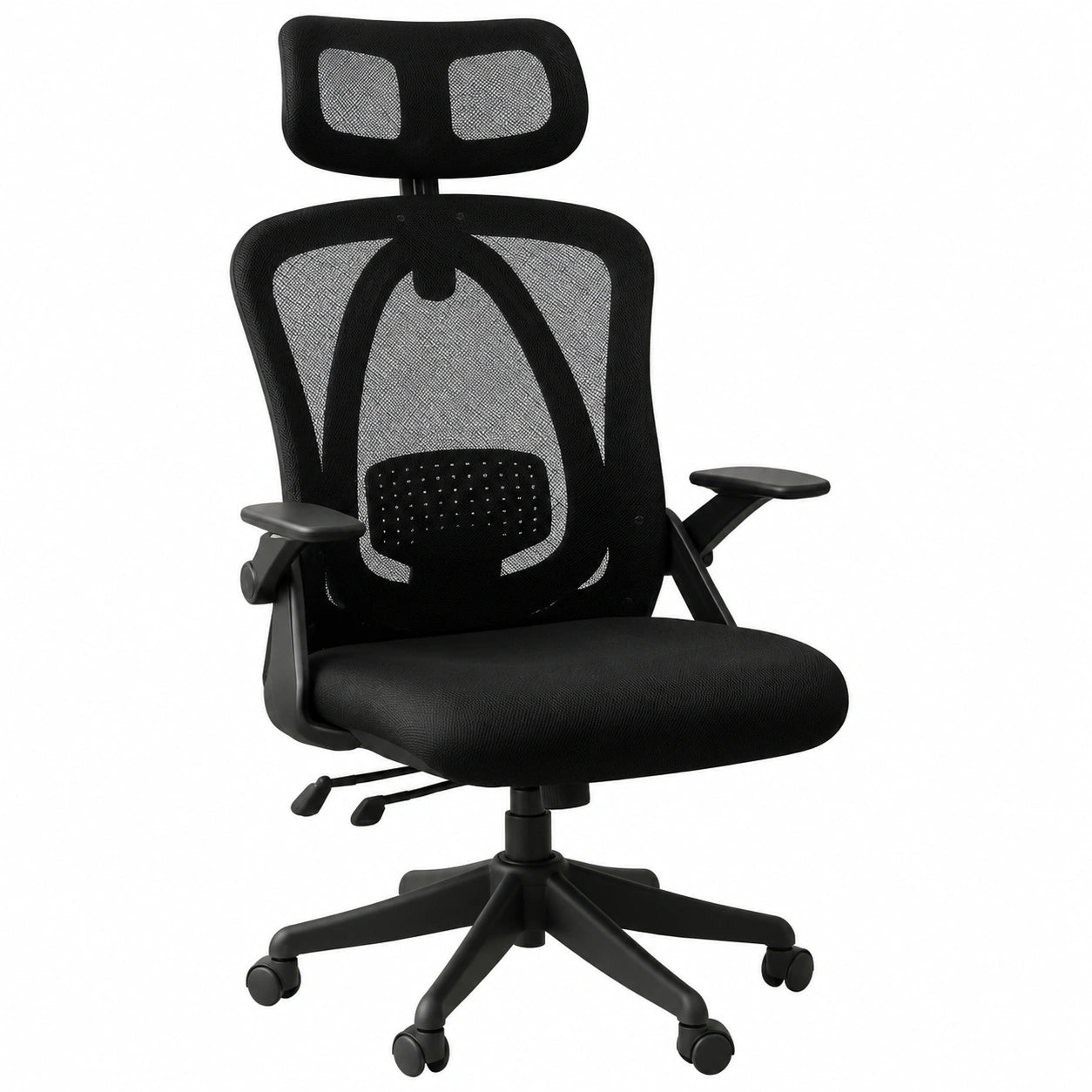 Ergonomischer Bürostuhl mit 3D-Verstellfunktionen und Neigungsmechanismus, Schwarz