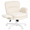 Ergonomischer Bürostuhl mit verstellbaren Armlehnen und Seitentaschen, höhenverstellbar, Beige