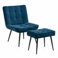 Bequemer Sessel mit Hocker aus Blauem Samt, 110 kg Tragkraft, für Wohnzimmer und Büro