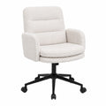 Ergonomischer Drehstuhl mit Kunstfell, Höhenverstellbar, für Büro und Schminktisch, Creme
