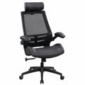 Ergonomischer Bürostuhl mit Klapparmlehnen und Verstellbarer Kopfstütze, Schwarz