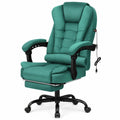 Ergonomischer Chefsessel mit Massagefunktion, 150° Neigung, ausziehbare Fußstütze, bis 180 kg belastbar, höhenverstellbar, in Wildleder Grün