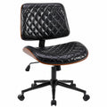 Ergonomischer Bürostuhl Schwarz mit Holzkern, Drehstuhl ohne Armlehnen für Home Office