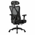 Ergonomischer Bürostuhl mit Lendenkissen und Kopfstütze, verstellbar, belastbar bis 150 kg, schwarz