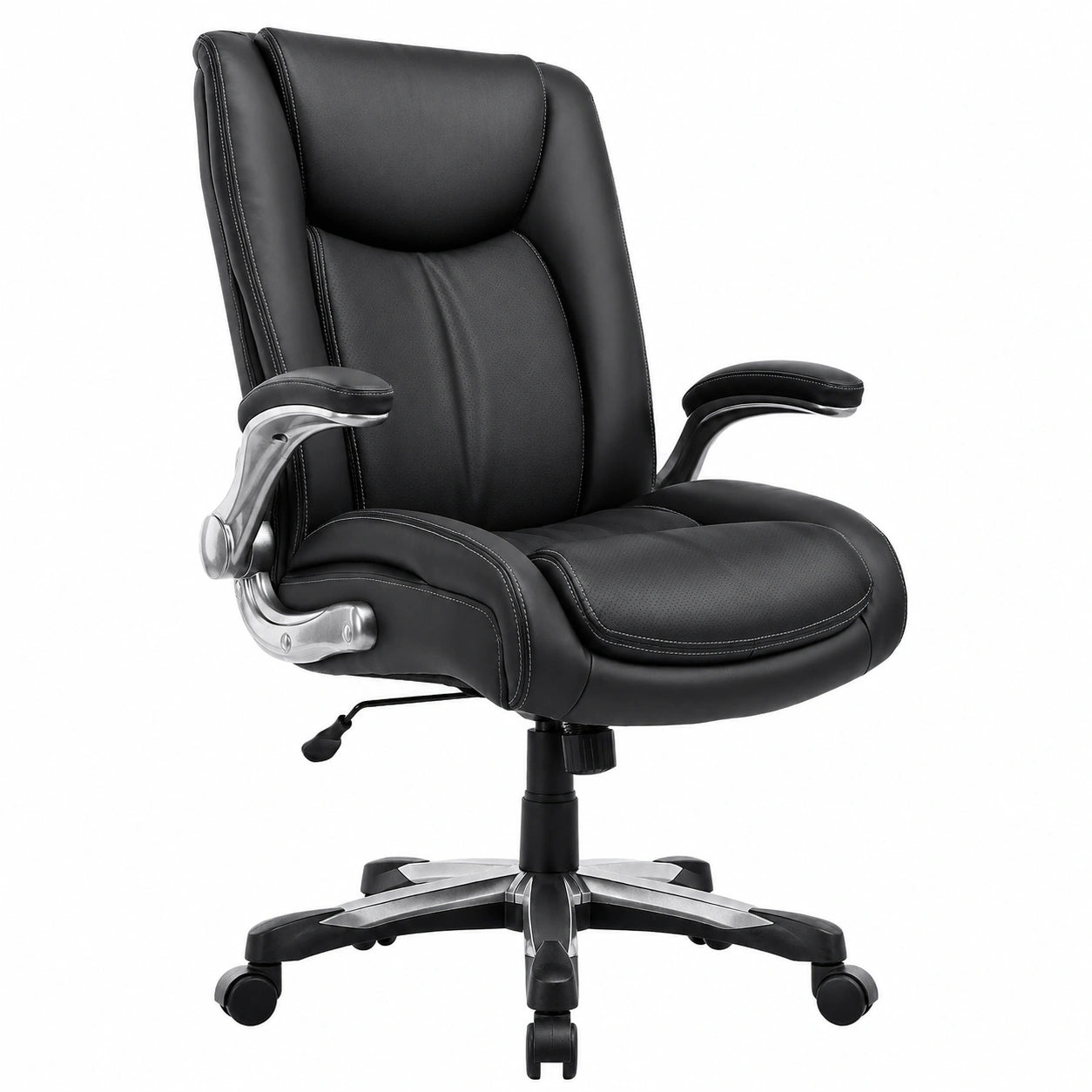 COLAMY Ergonomischer Bürostuhl, belastbar bis 181 kg, mit hoher Rückenlehne und klappbaren Armlehnen, ideal für Homeoffice, Schwarz