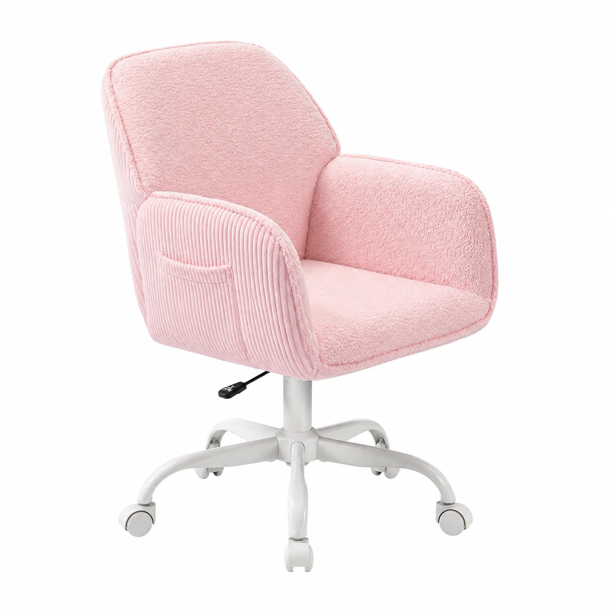 Ergonomischer Bürostuhl in Rosa - Höhenverstellbar, 360° drehbar, mit Armlehnen und leisen Rollen