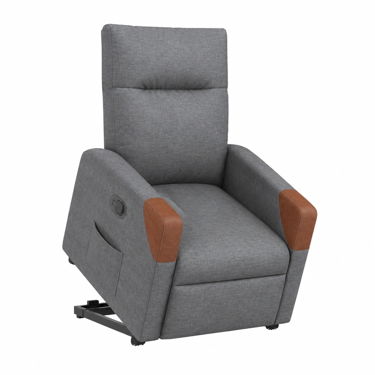 Elektrischer Relaxsessel mit Aufstehhilfe, Dunkelgrau, Polyester, 110 kg Kapazität, Sitzhöhe 47 cm
