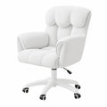 Verstellbarer ergonomischer Bürostuhl mit Samtbezug, 360° Drehung, bis 150 kg belastbar, für Büro und Homeoffice, Weiß