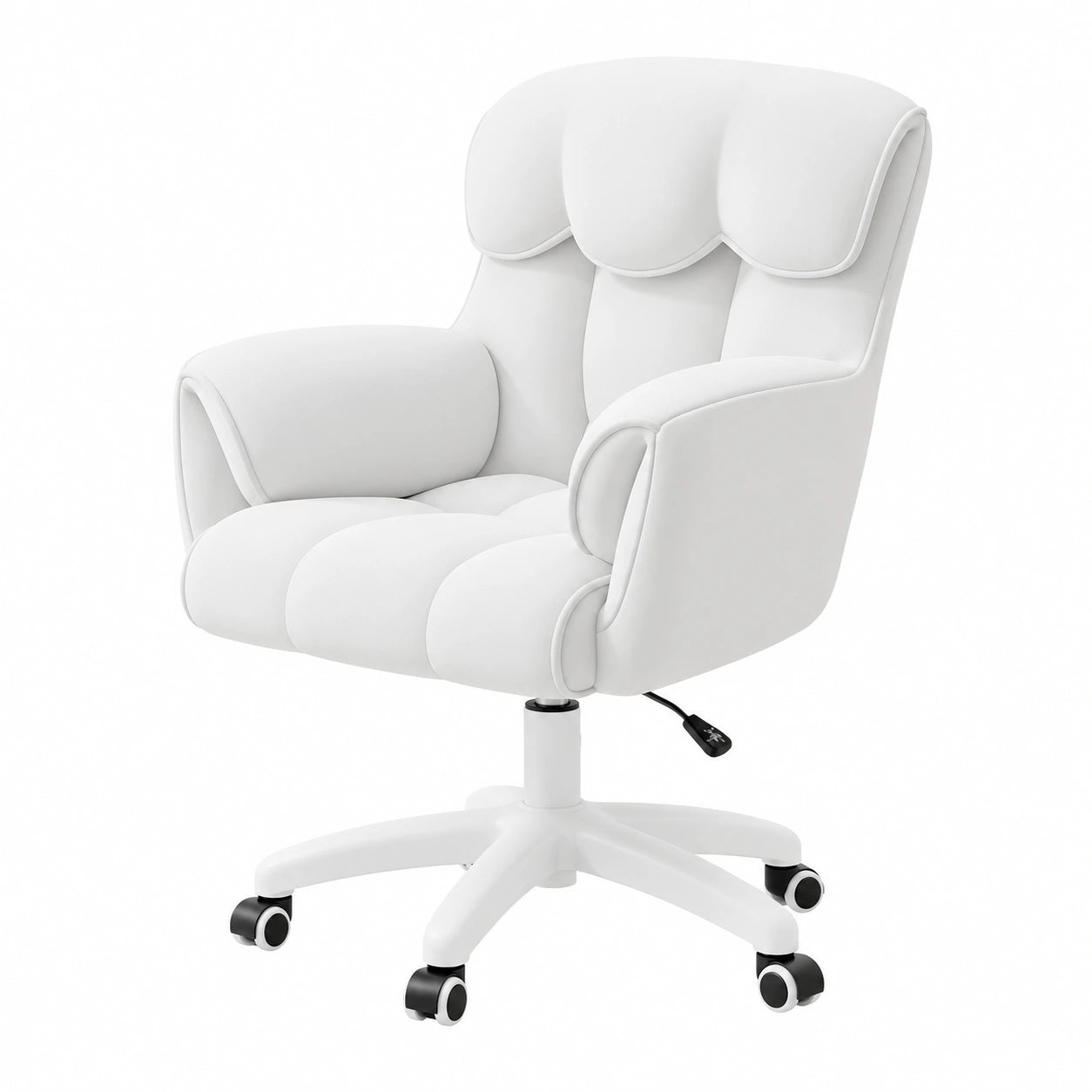 Verstellbarer ergonomischer Bürostuhl mit Samtbezug, 360° Drehung, bis 150 kg belastbar, für Büro und Homeoffice, Weiß