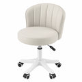 Ergonomischer Drehstuhl aus PU-Leder, höhenverstellbar, für Schminktisch oder Büro, kompakt und armlehnenlos