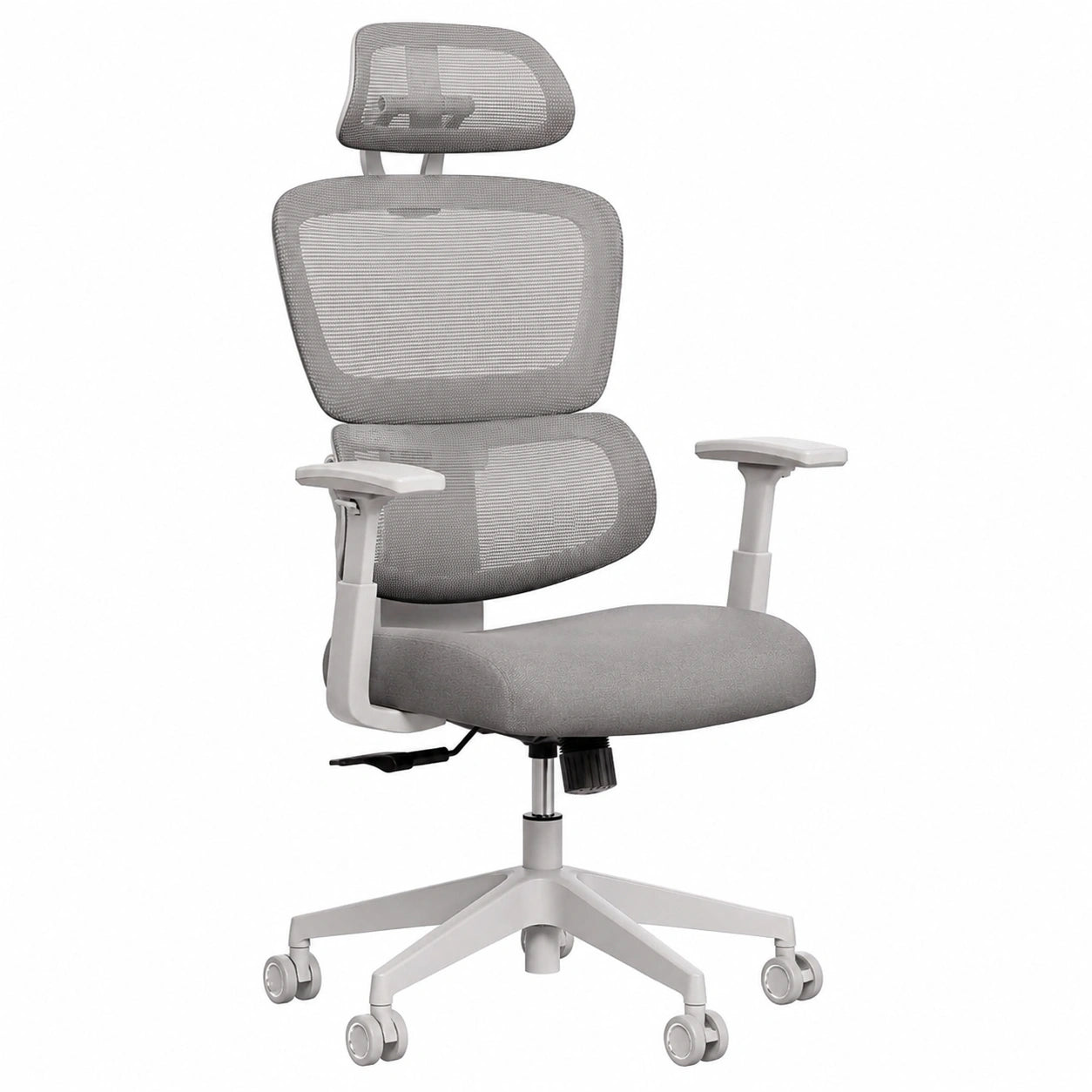 Ergonomischer Bürostuhl bis 150kg für Homeoffice mit Lordosenstütze und verstellbarer Rückenlehne in Grau