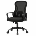 Ergonomischer Bürostuhl mit Netzgewebe, Lendenstütze und Wippfunktion, tintenschwarz